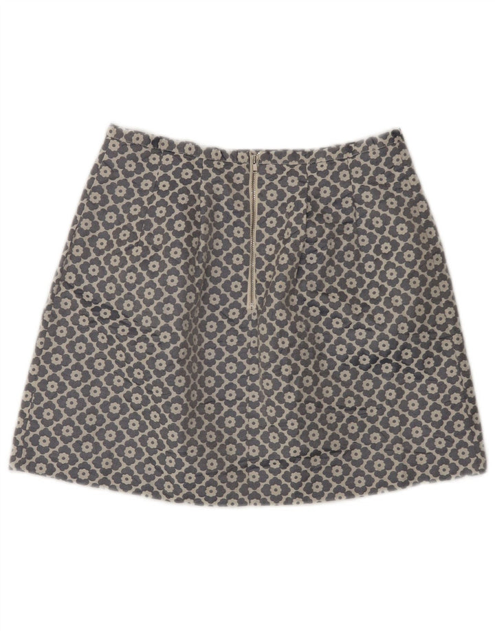 Oasis Dame Mini Nederdel UK 10 Small W28 Grey Floral Polyester
