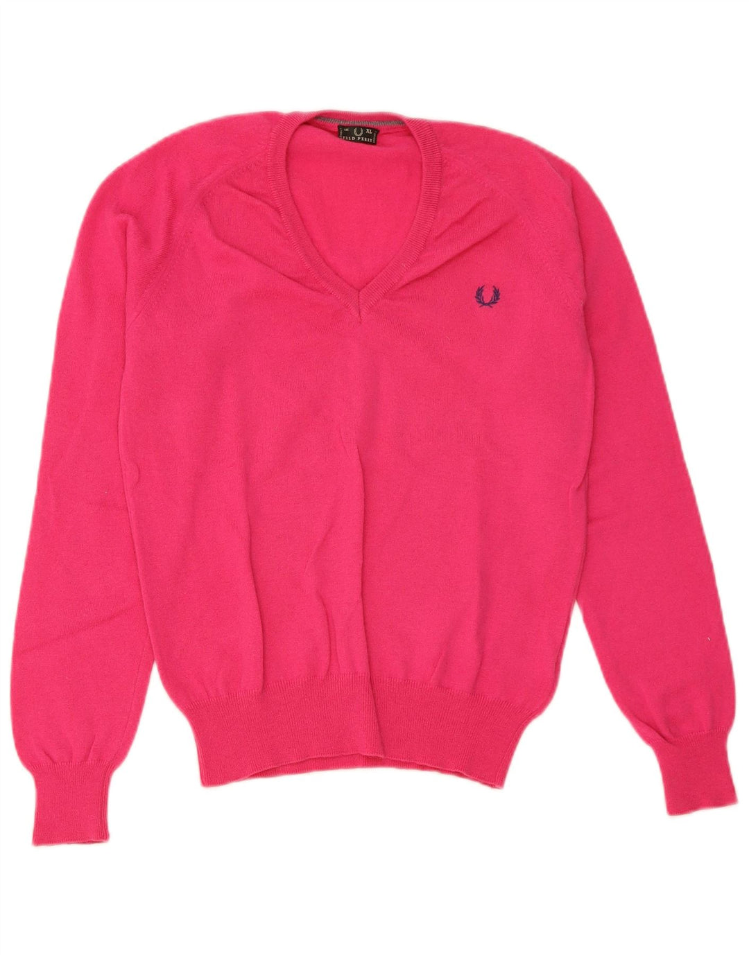 Fred Perry Dame V-hals sweater UK 18 XL Pink Uld