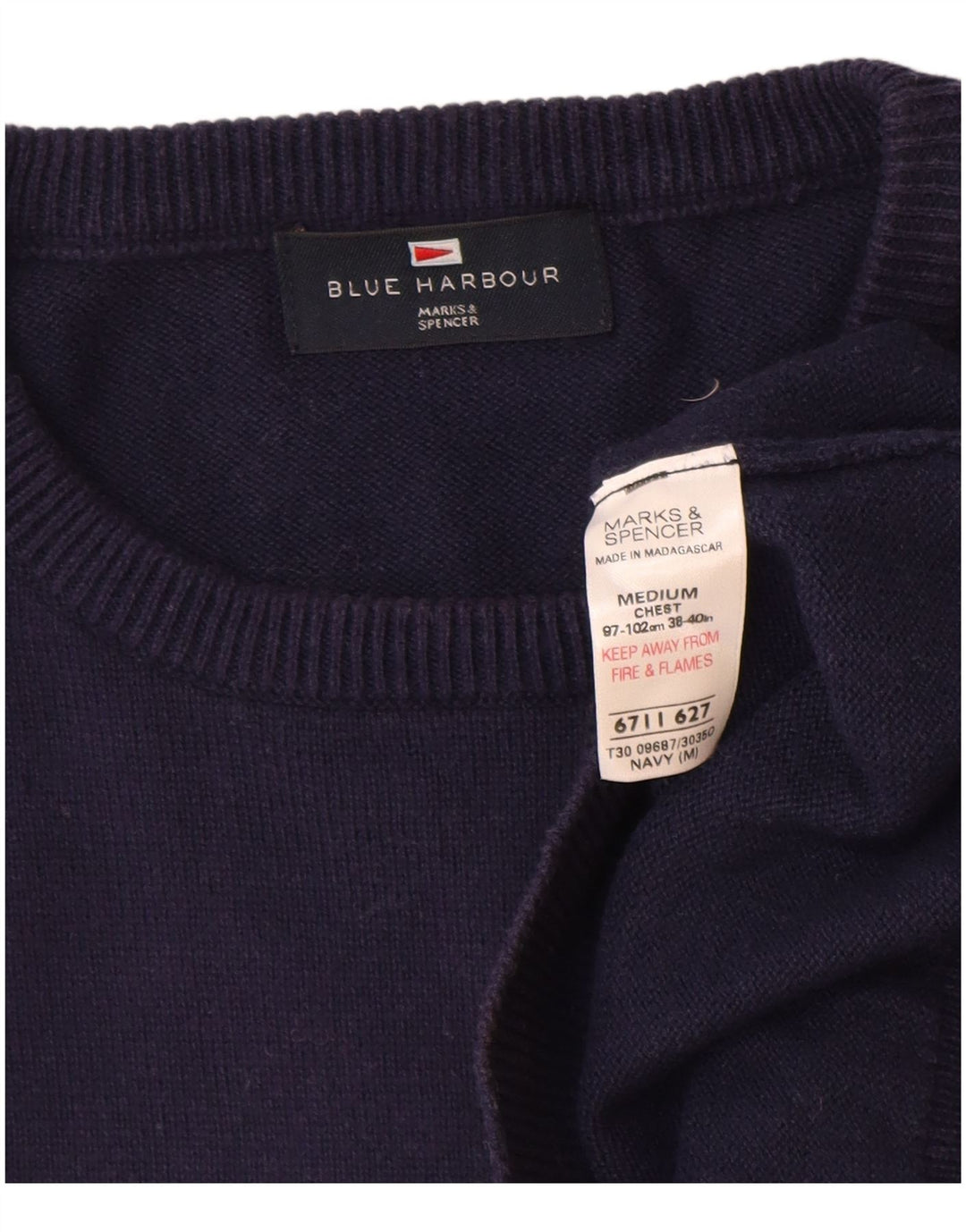 Marks & Spencer Herre Blue Harbor Crew Neck sweater Medium Navy Blue