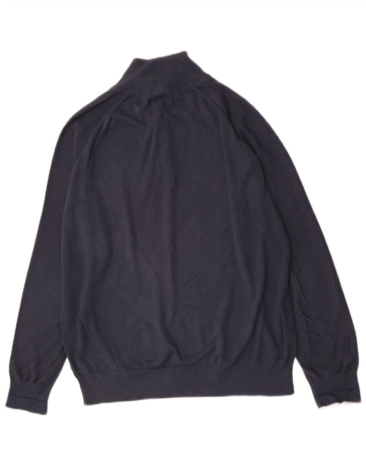 Timberland Herre Zip Neck Jumper Sweater Large Navy Blue Bomuld