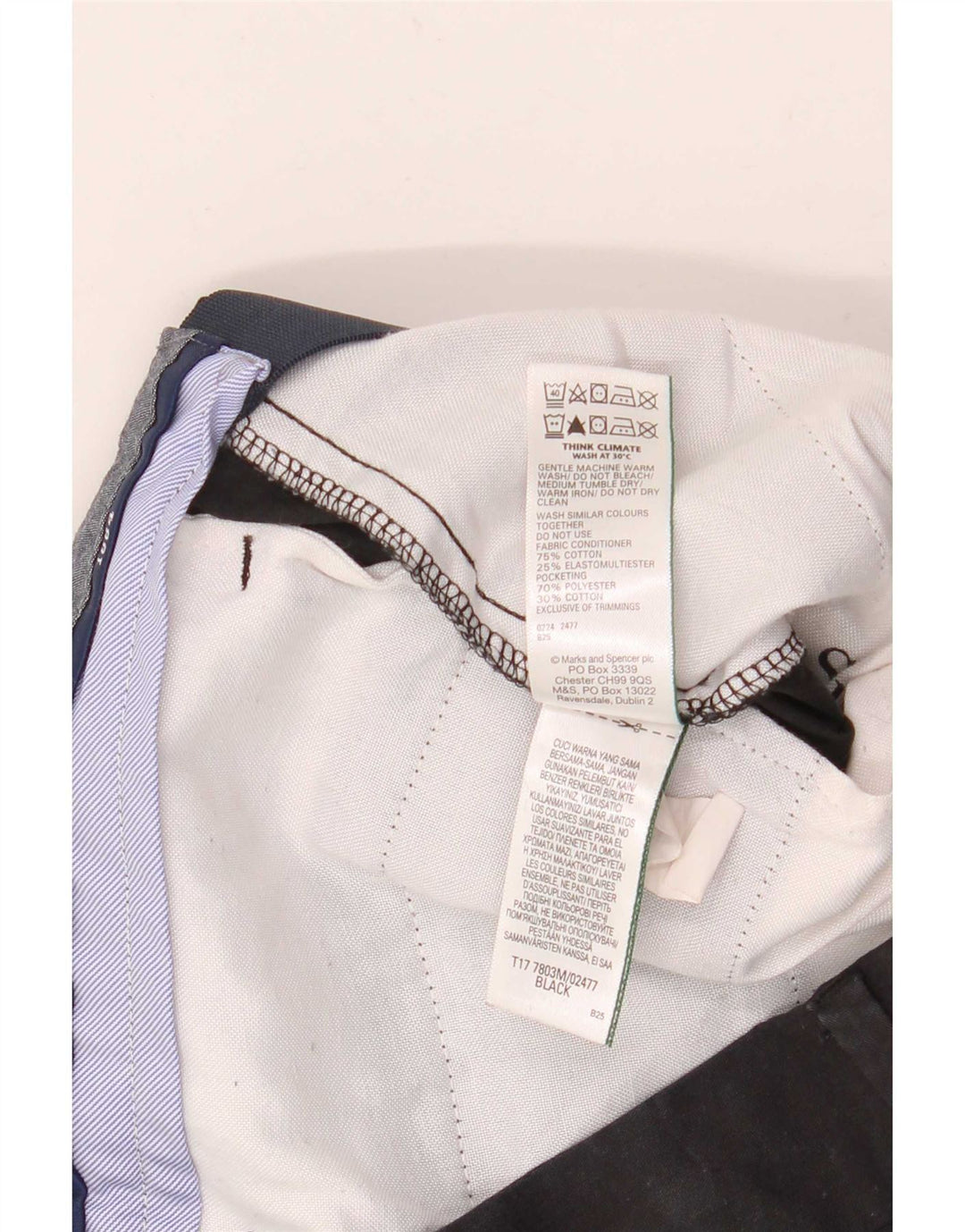 Marks & Spencer Herre Chino Shorts W30 Medium Sort Bomuld