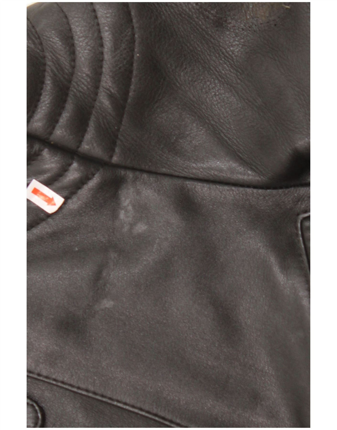 VINTAGE Bikerjakke i læder til kvinder UK 18 XL sort læder