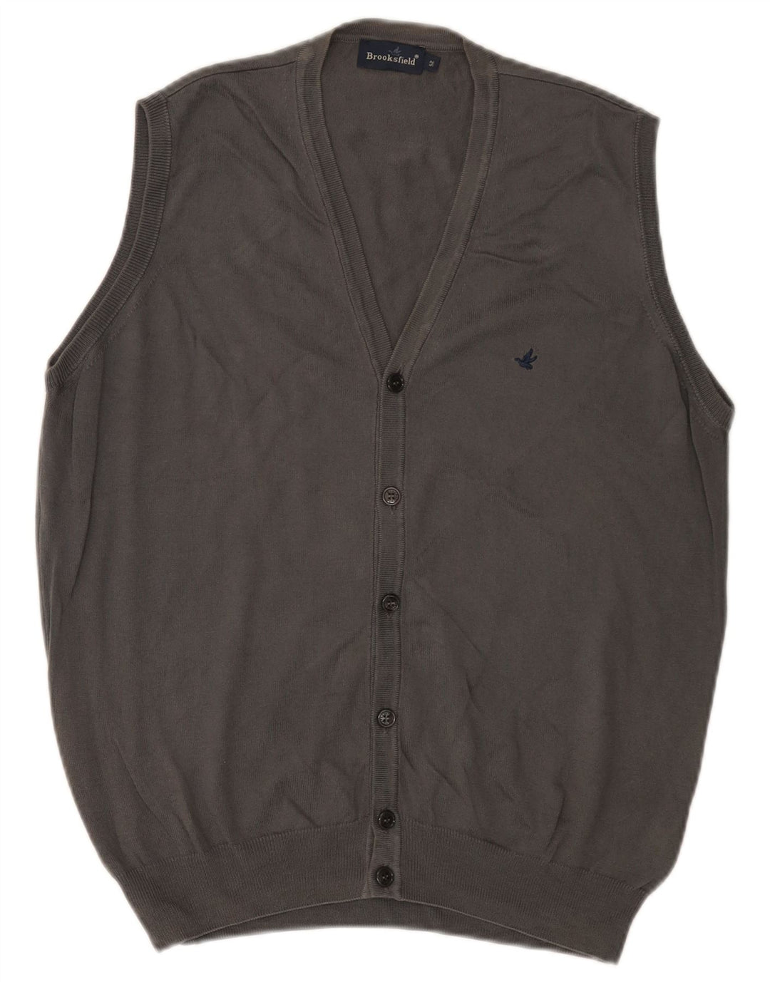 Brooksfield Herre ærmeløs cardigan sweater IT 52 Stor grå bomuld