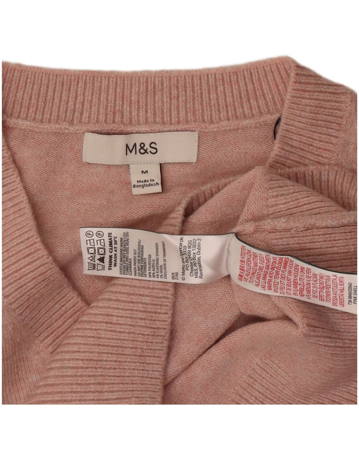 Marks & Spencer Dame V-hals sweater UK 14 Medium Pink Polyester