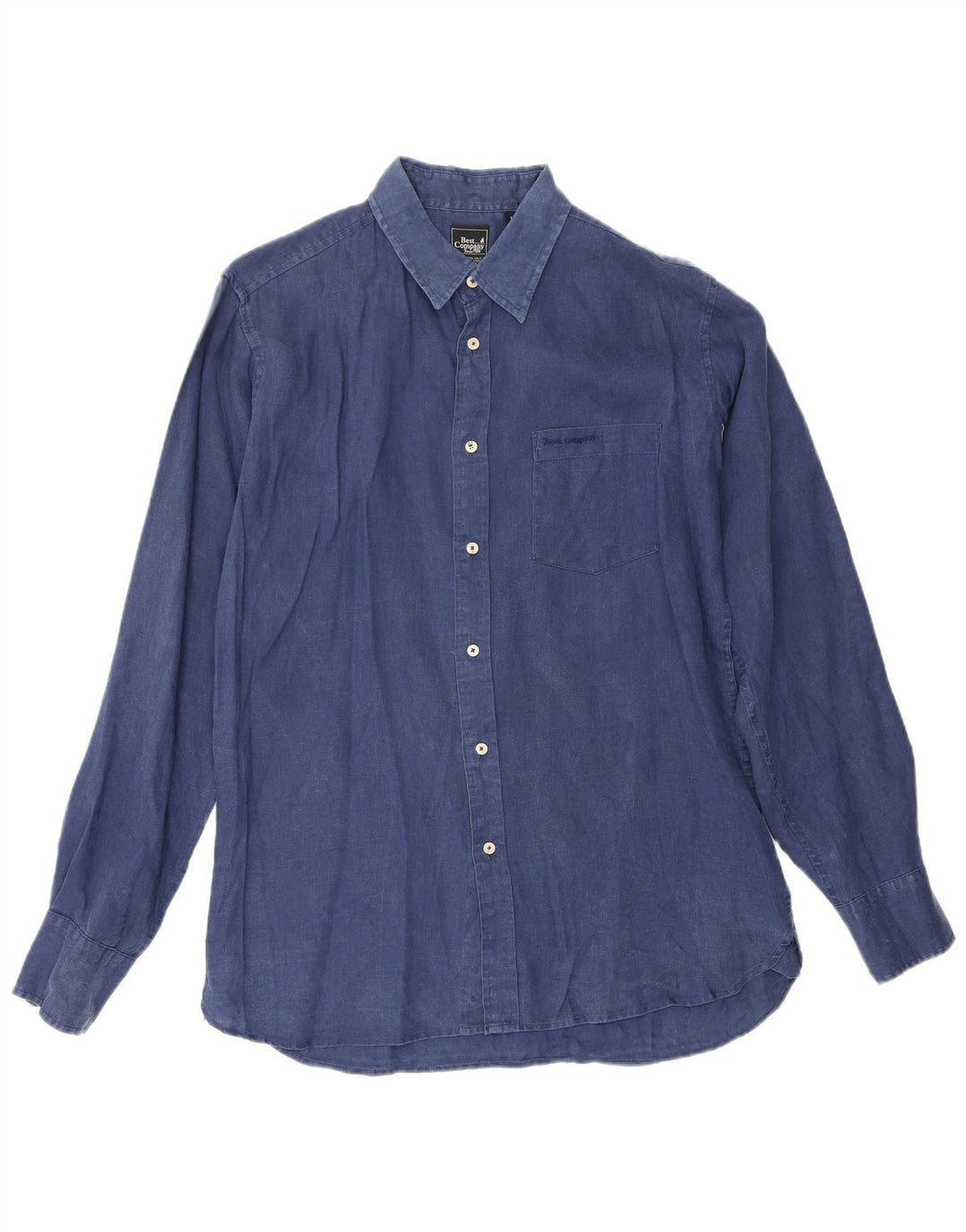 Bedste Firma Herreskjorte Medium Navy Blue Linen
