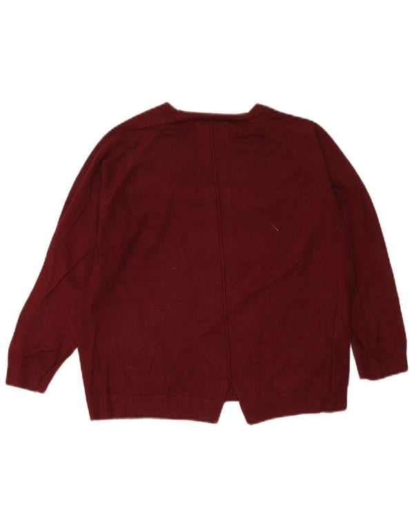 Zara Girls Boat Neck Jumper Sweater 9-10 År Burgundy Viscose
