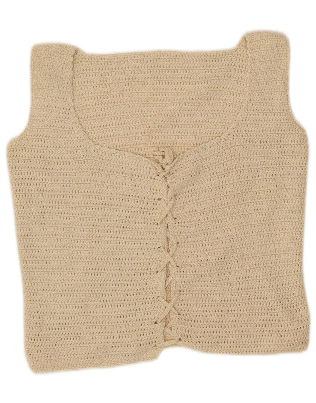 Vintage Dame Crop Top UK 10 Small Off White