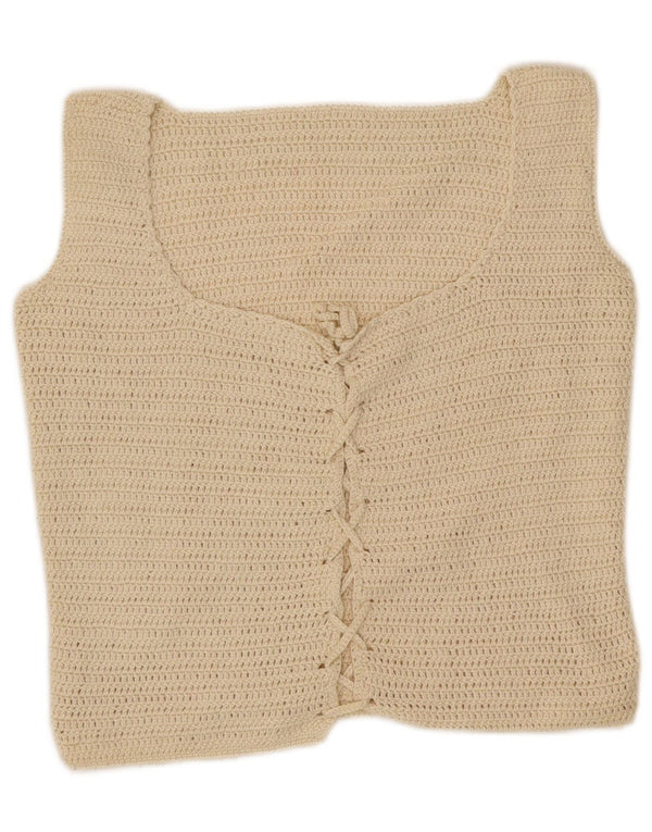 Vintage Dame Crop Top UK 10 Small Off White