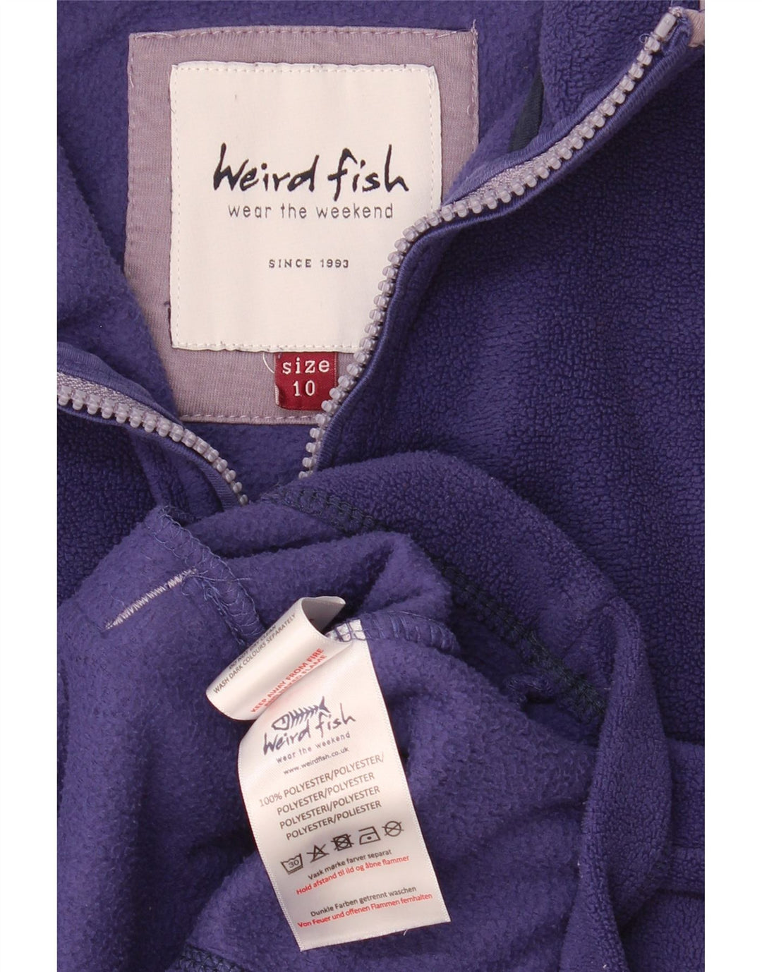 Weird Fish Dame Zip Neck Fleece Jumper UK 10 Small Purple Polyester