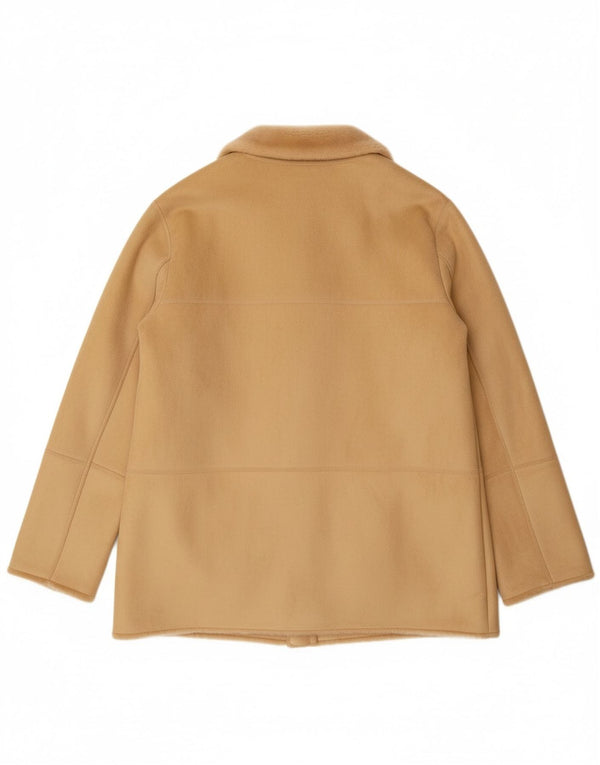 VINTAGE Sherpajakke til kvinder EU 44 XL Beige Akryl