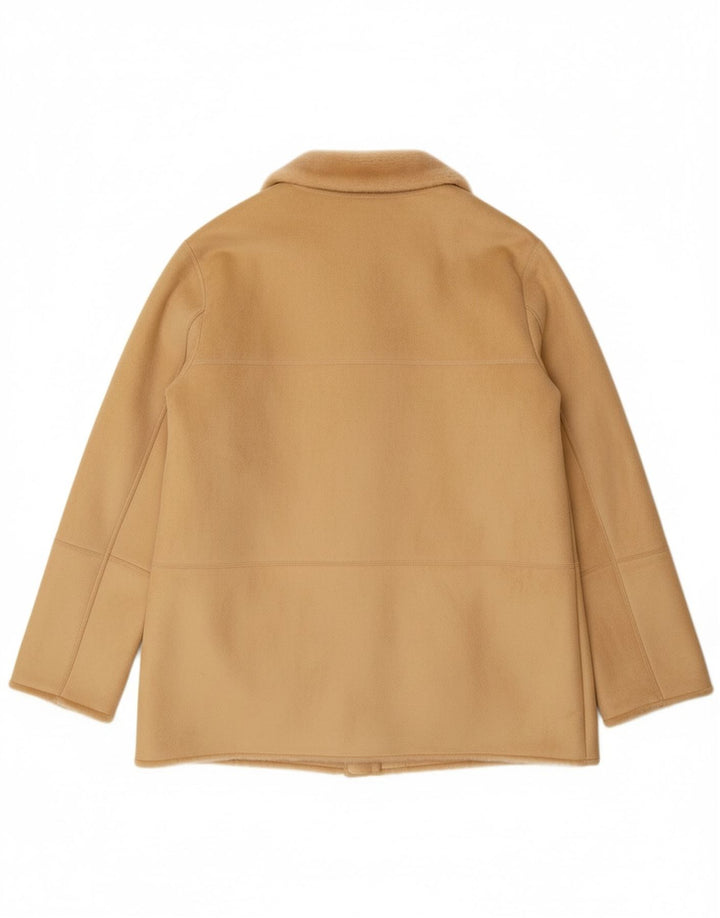 VINTAGE Sherpajakke til kvinder EU 44 XL Beige Akryl