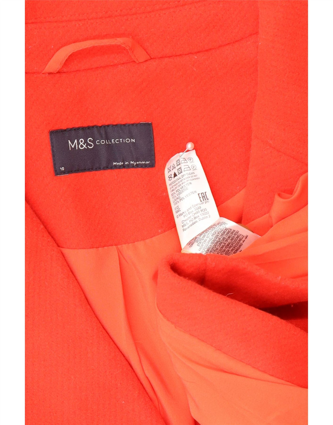 Marks & Spencer oversize overfrakke til kvinder UK 10 Lille rød polyester