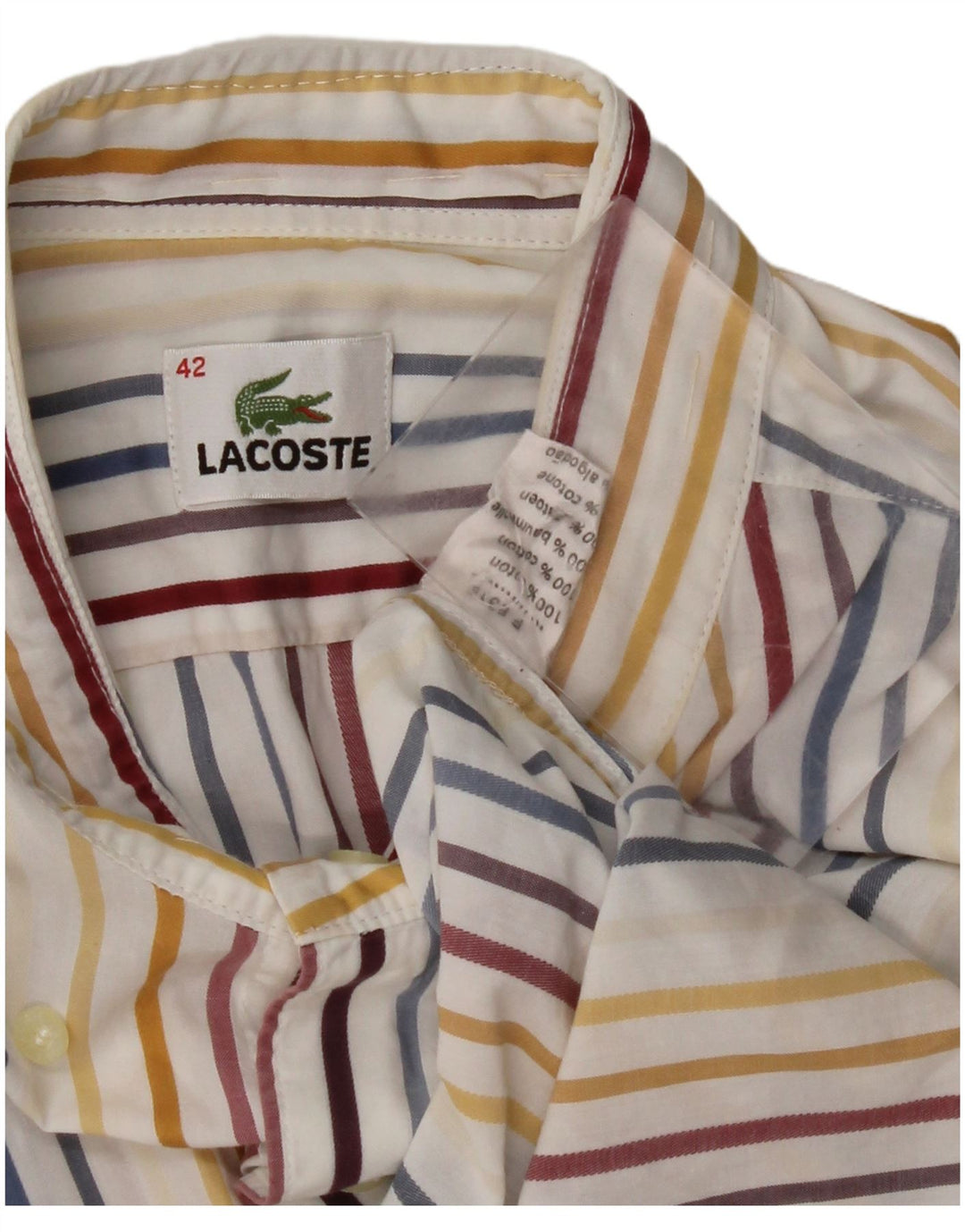 LACOSTE Herreskjorte str. 42 Stor flerfarvet stribet bomuld