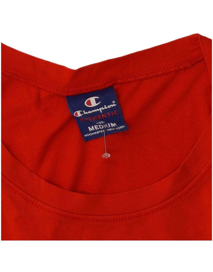 Champion Dame Grafisk T-Shirt Top UK 14 Medium Rød