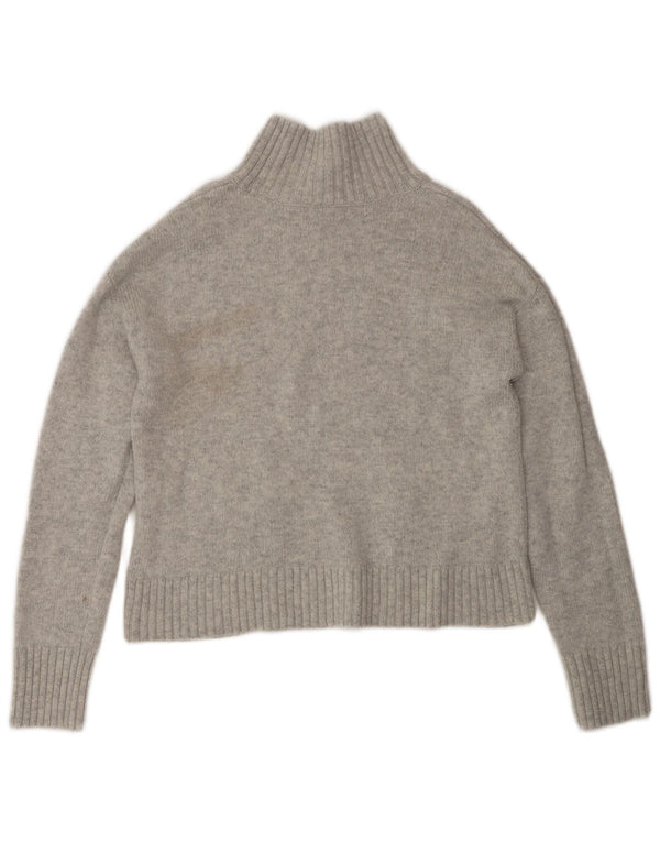 Hobbs Dame Crop Turtle Neck Jumper Sweater UK 14 Medium Grey Uld