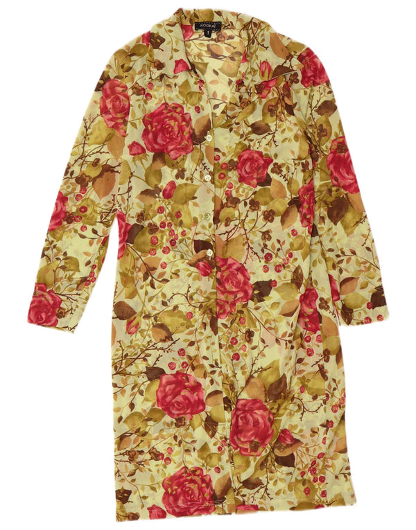 Kookai Dame Langærmet Skjortekjole Størrelse 1 Small Green Floral Bohemian
