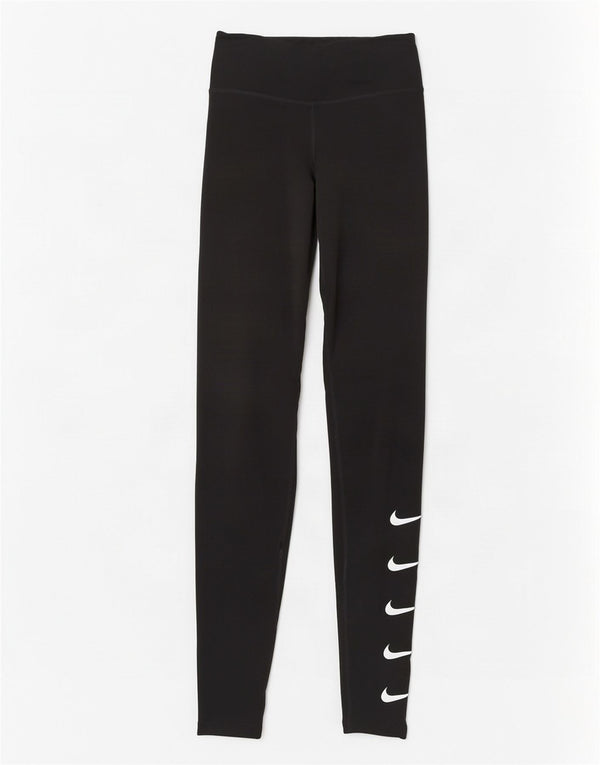 Nike Dame Dri Fit Grafiske Leggings UK 4 XS Sort Polyester