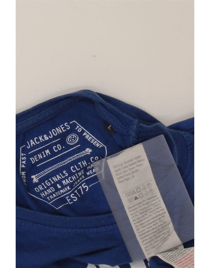 Jack & Jones Herre Grafisk Top Langærmet Stor Blå Bomuld