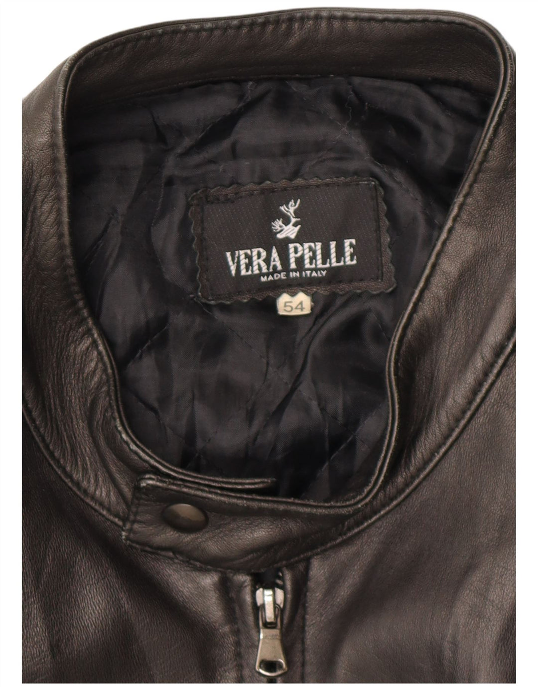 Vintage dame lynlås læderjakke IT 54 2XL brunt læder