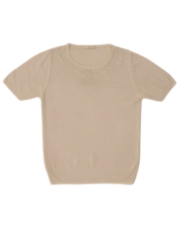 Marks & Spencer Dame sweater med rund hals DK 8 Small Beige Floral