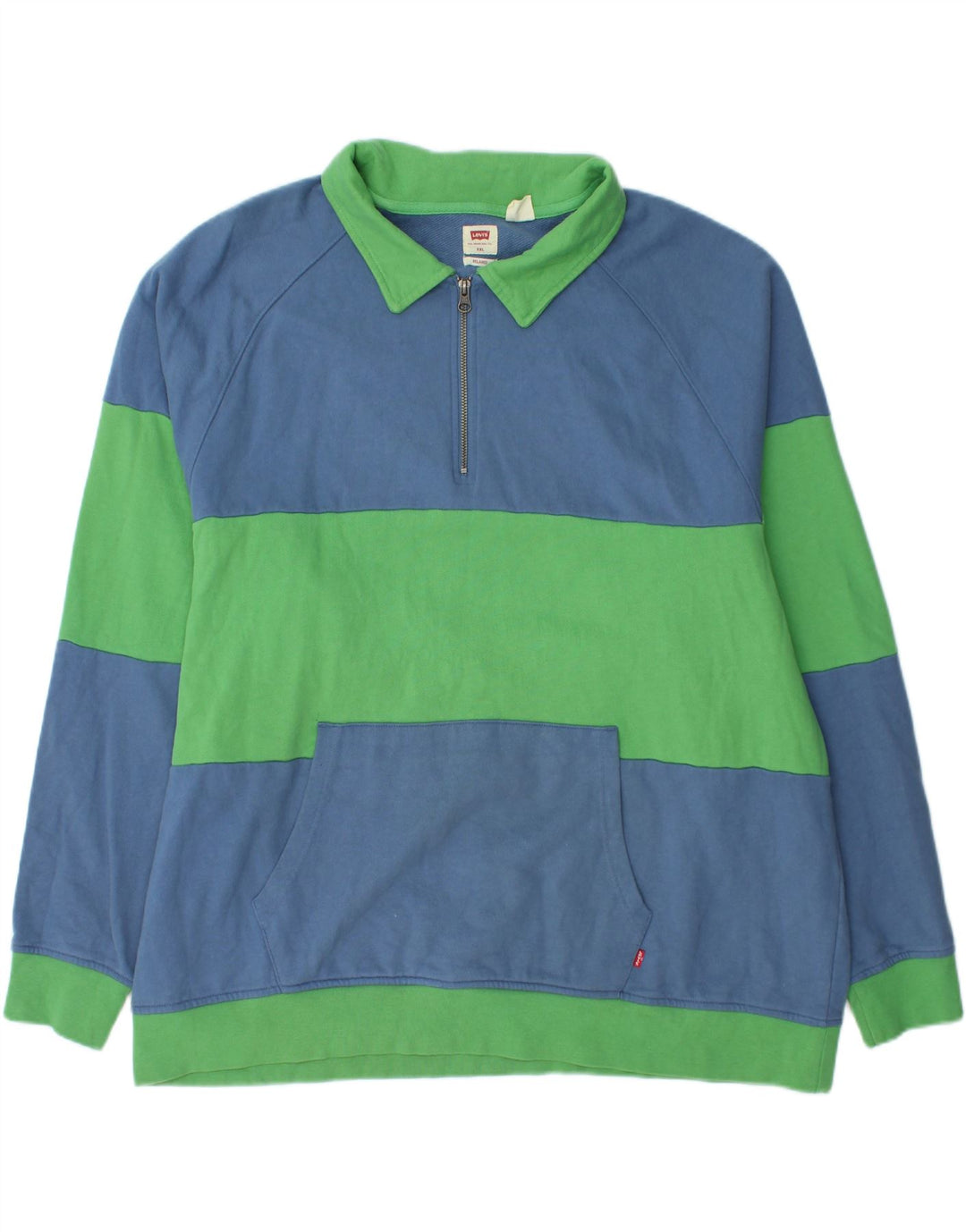 LEVI'S Herre afslappet Polo Neck Sweatshirt Jumper 2XL Blå Colourblock