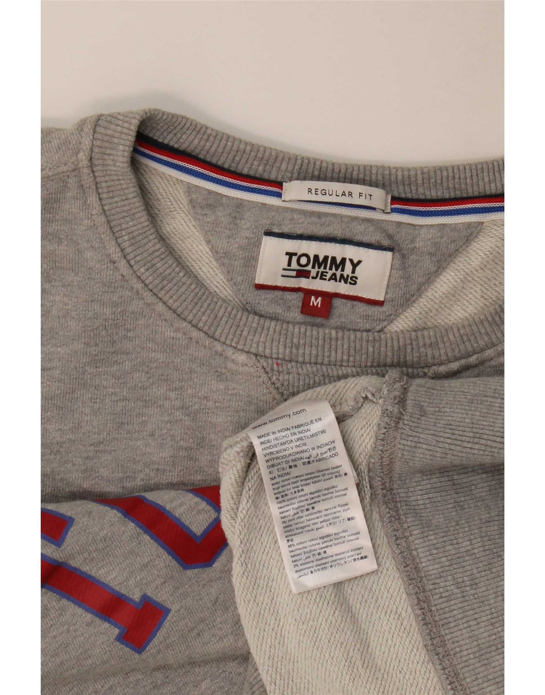 Tommy Hilfiger Graphic Sweatshirt Jumper UK 14 Medium Grey Flecked