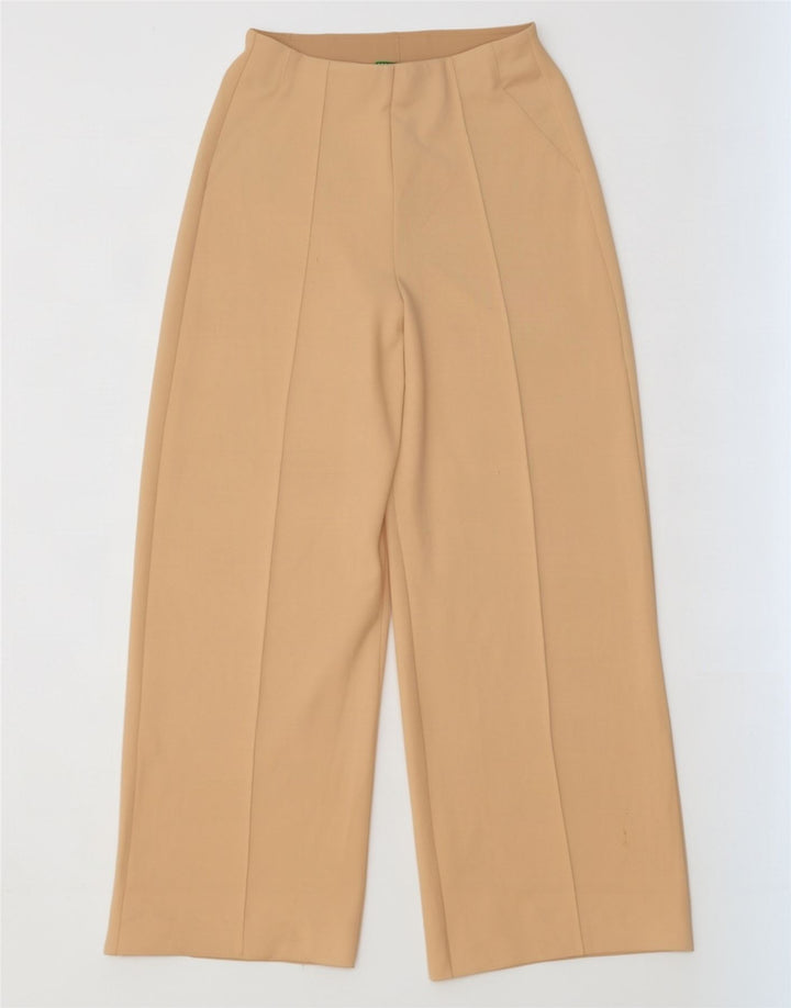 Benetton Womens Casual Bukser med brede ben Små W26 L30 Beige Polyester