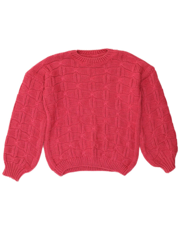 Vintage dame sweater med rund hals DK 14 Large Pink