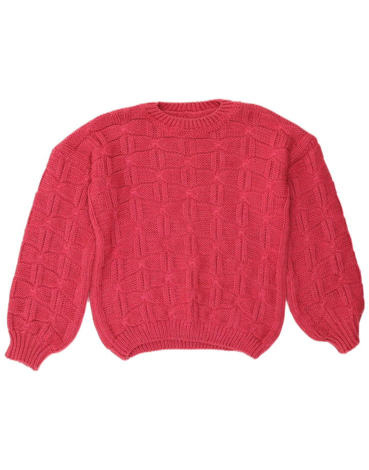 Vintage dame sweater med rund hals DK 14 Large Pink