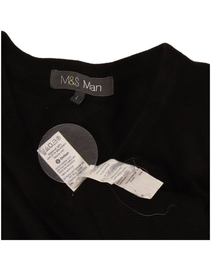 Marks & Spencer Herre V-hals sweater Stor sort akryl