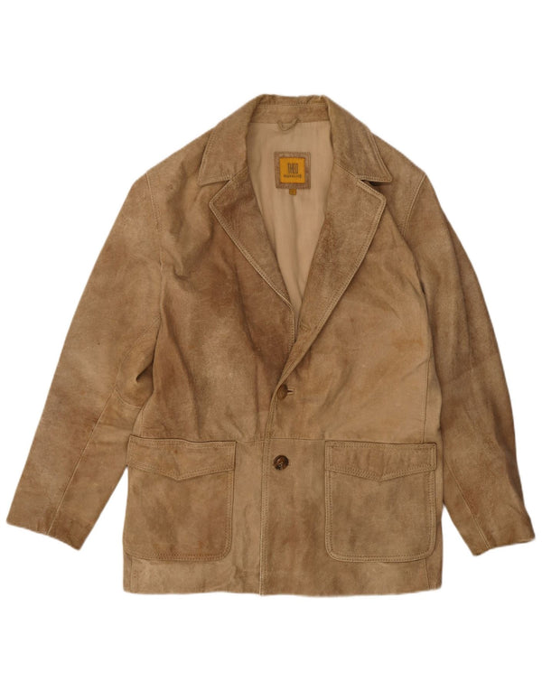Vintage herre 2-knaps ruskind blazerjakke UK 40 Stort beige læder