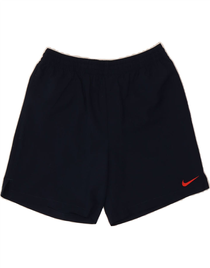 NIKE Mens Graphic Sport Shorts Small  Navy Blue Vintage Nike and Second-Hand Nike from Messina Hembry 