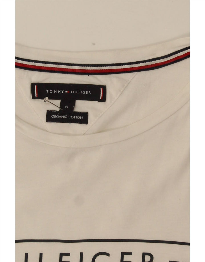 Tommy Hilfiger Herre grafisk T-shirt Top Medium Hvid Bomuld