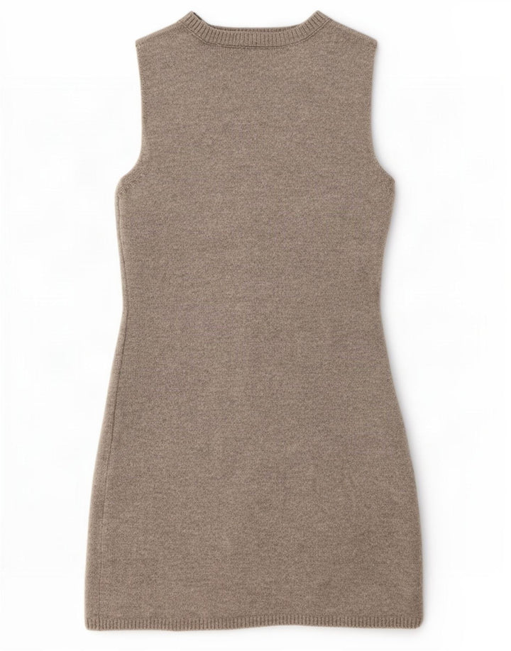 Zara Dame Ærmeløs Jumper Dress UK 12 Medium Grey Uld