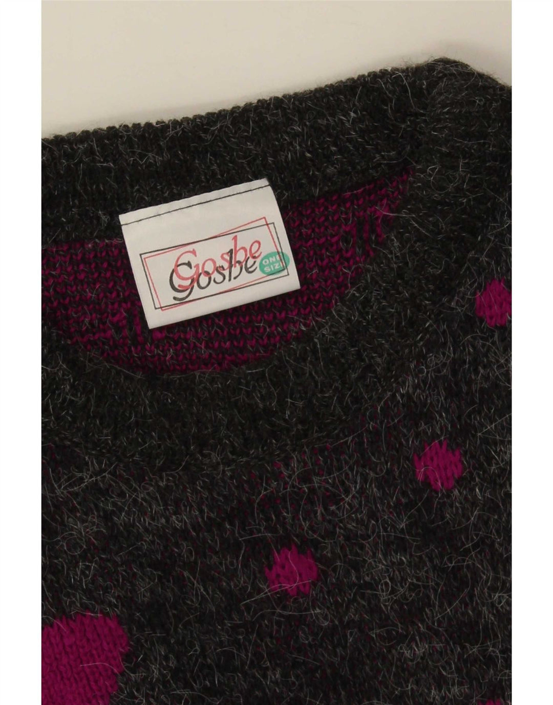 Vintage Dame Longline Boat Neck Jumper Sweater One Size Grå plettet