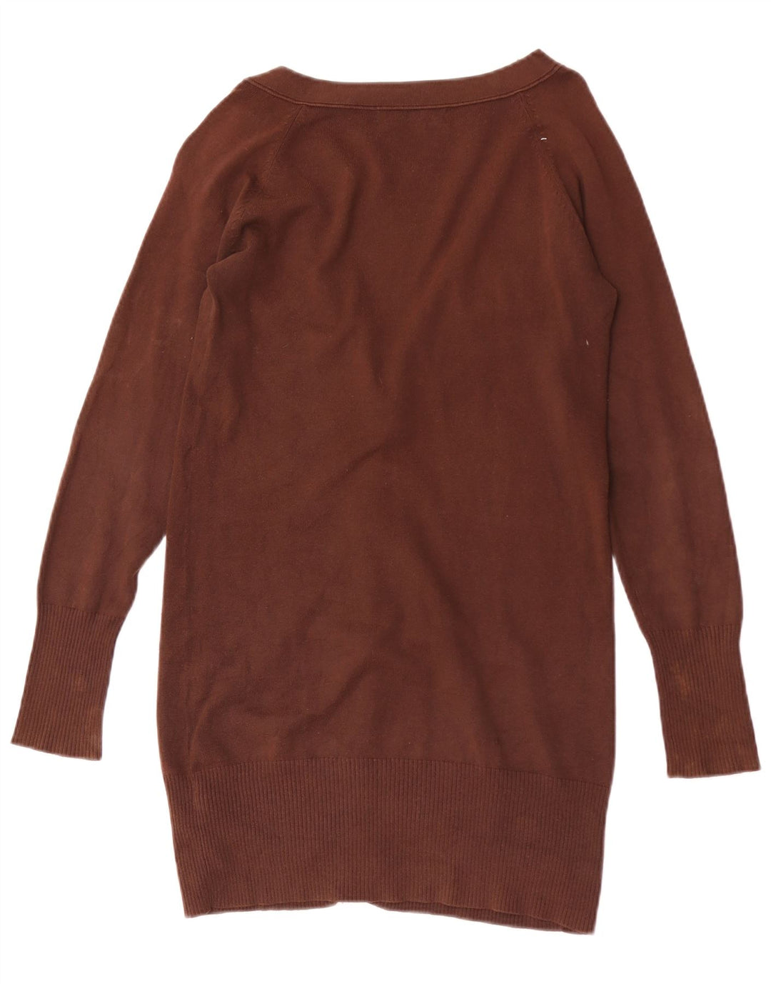 Zara Dame Cardigan Sweater UK 12 Medium Brun Bomuld