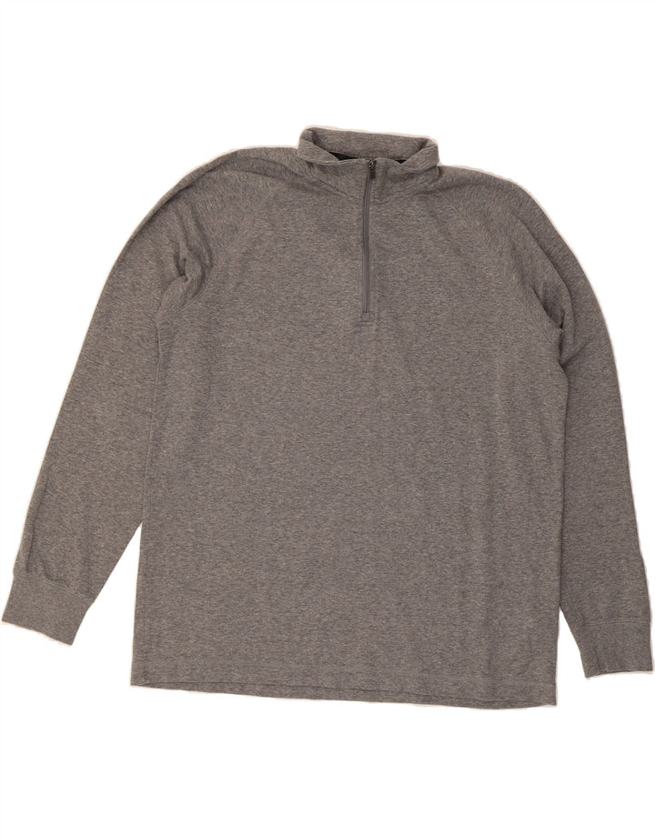 L.L.BEAN Mens Slightly Fitted Zip Neck Sweatshirt Jumper Large Grey Cotton Vintage L.L.Bean and Second-Hand L.L.Bean from Messina Hembry 