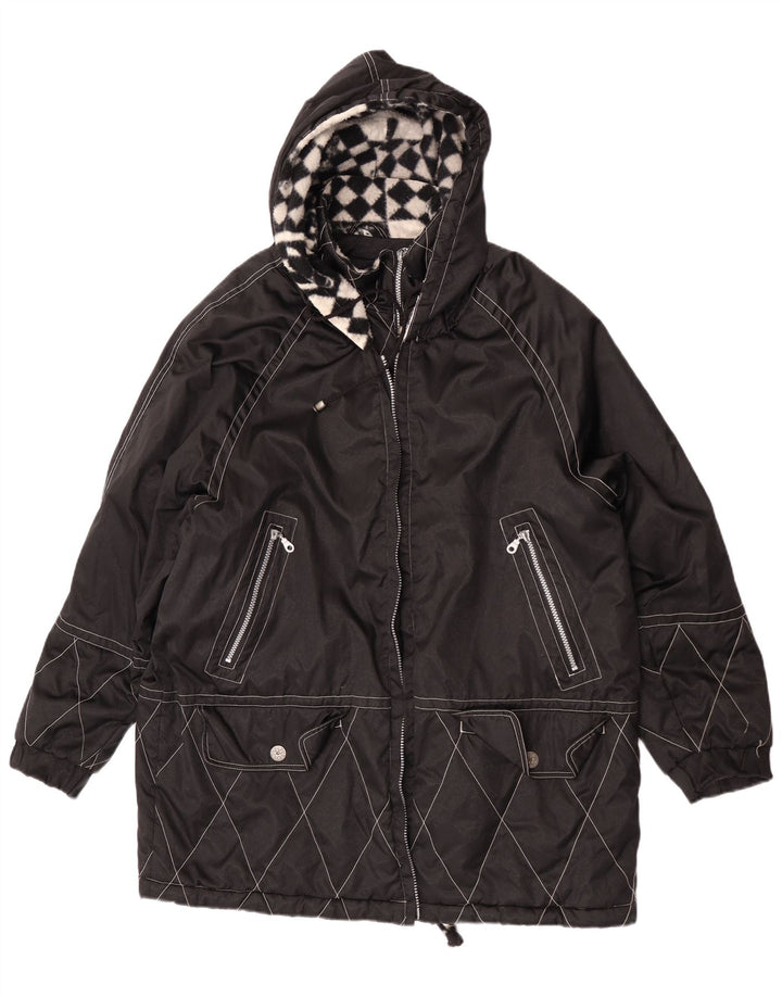 Vintage oversized vindjakke med hætte til kvinder EU 40 Medium Sort