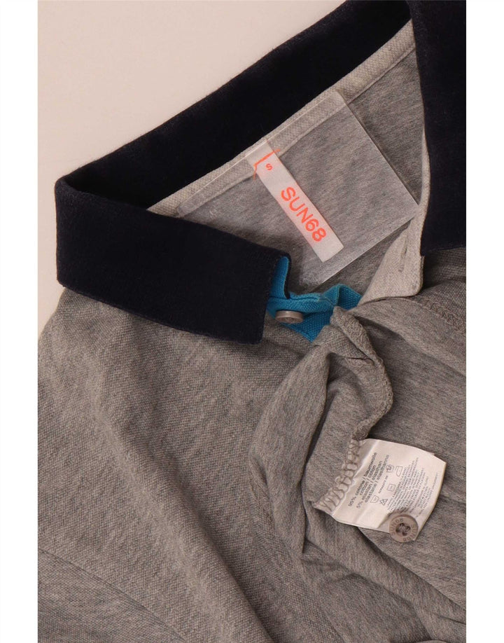 Sun68 Herre poloshirt Lille grå Colourblock Bomuld