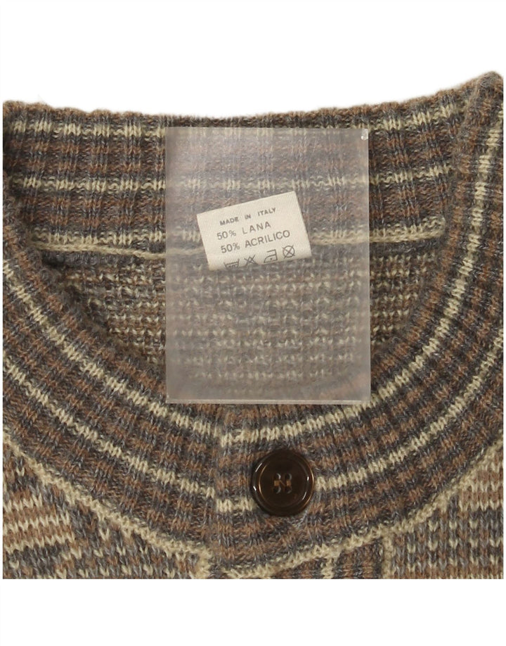 Vintage herre cardigan sweater Medium Grey Fair Isle Wool