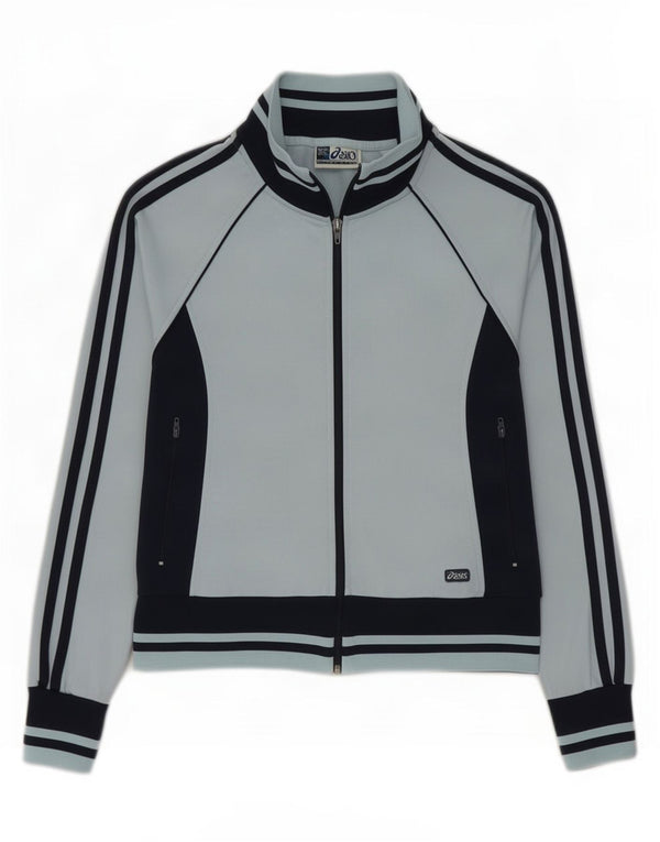 Asics Womens Tracksuit Top Jacket UK 12 Medium Blue Colourblock
