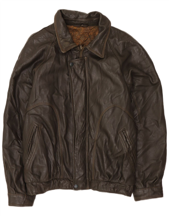 VINTAGE Herre læderjakke UK 42 XL Brun