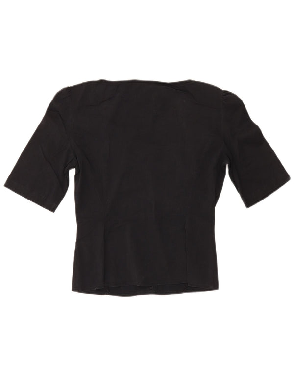 MAX & CO. Womens Flæse Front Crop Shirt Bluse IT 40 Small Black Bomuld