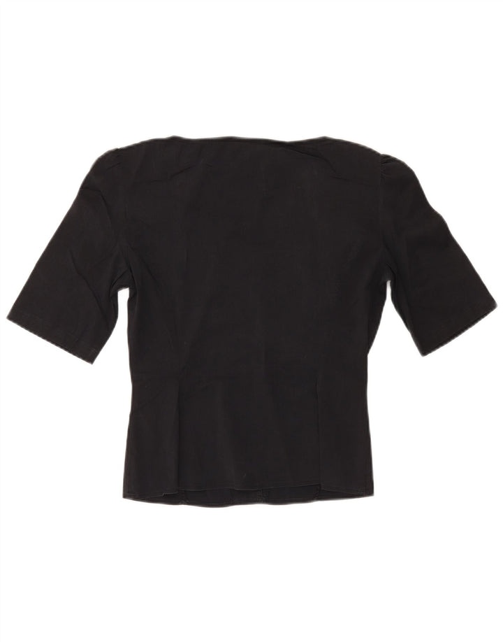 MAX & CO. Womens Flæse Front Crop Shirt Bluse IT 40 Small Black Bomuld