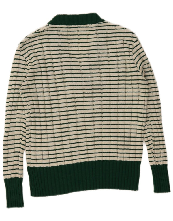 Vintage Dame V-hals sweater IT 42 Medium Grøn Stribet