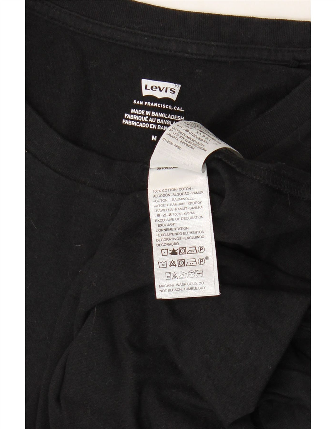 LEVI'S Dame T-Shirt Top UK 12 Medium Sort Bomuld