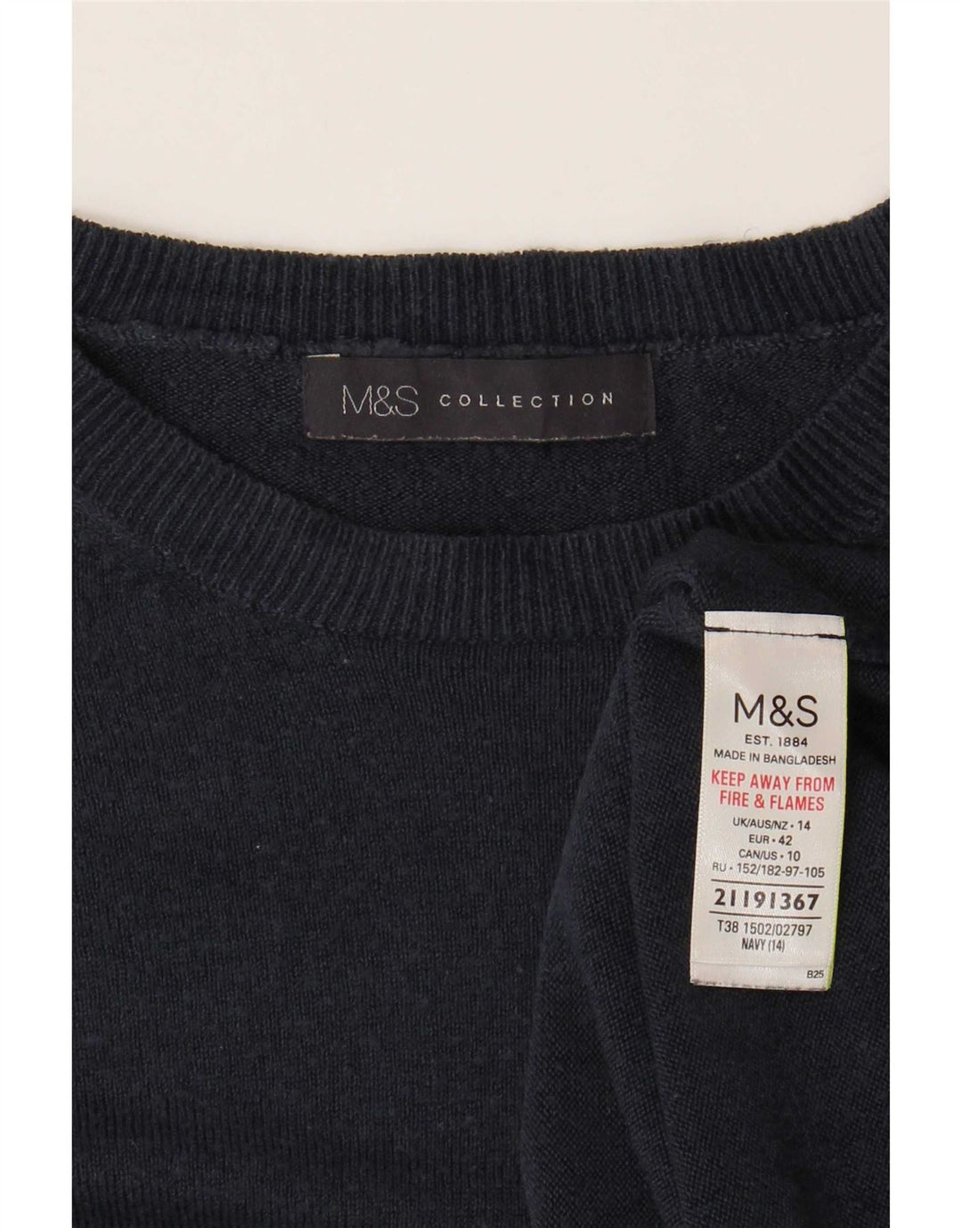Marks & Spencer Dame sweater med rund hals DK 14 Stor marineblå