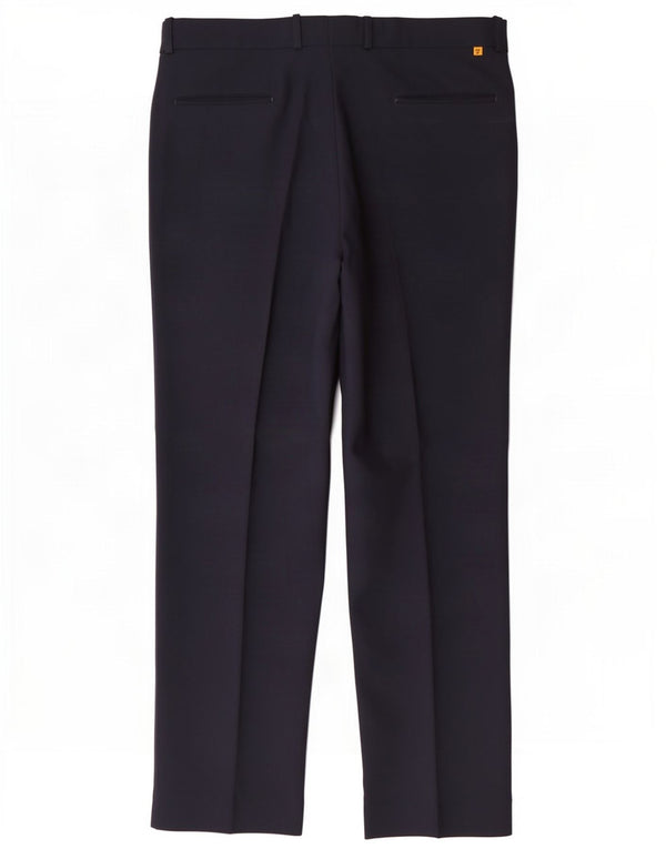 Farah Mens Straight Casual Trousers W36 L30 Navy Blue Polyester