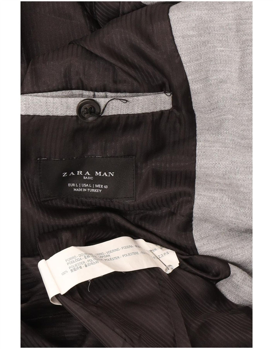 Zara Herre 2-knaps blazerjakke UK 40 Large Grå