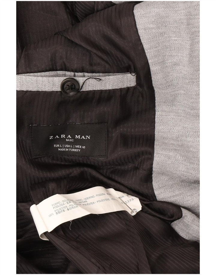 Zara Herre 2-knaps blazerjakke UK 40 Large Grå